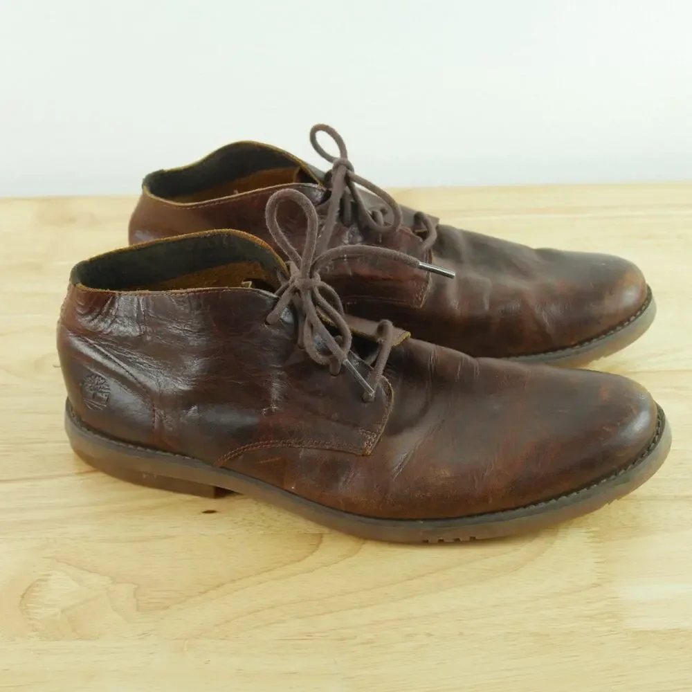 Timberland Ortholite Men Yorkdale Chukka Brown Leather Boot Size 10‎ Lace Up